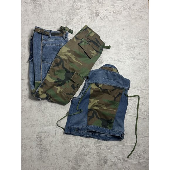 M Denim & Camo Rework Jacket & Cargo Pants Set - Picture 8 of 8